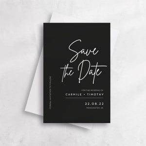 Modern Save the Date Cards with Envelopes, Personalised Save the Date Cards, Wedding Save the Date, Black and White Save the Date A6 #06