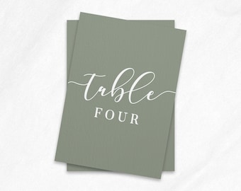 Sage Printed Modern Table Numbers, Reception Table Numbers, Luxury Table Number Cards, Wedding Table Numbers, MULTIPLE COLOUR OPTIONS #02