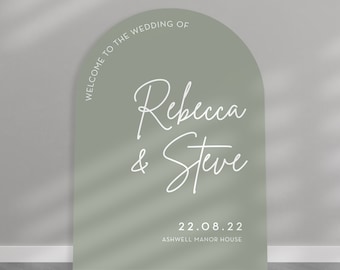 Sage Green Wedding Welcome Sign + Other Colours - Minimalist Welcome Wedding Sign, Personalised Wedding Sign - A1, A2 OR Digital