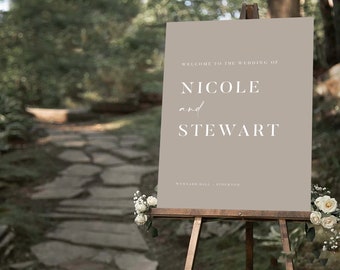 Muted Wedding Welcome Sign + Other Colours - Minimalist Welcome Wedding Sign, Personalised Wedding Sign - A1, A2 OR Digital