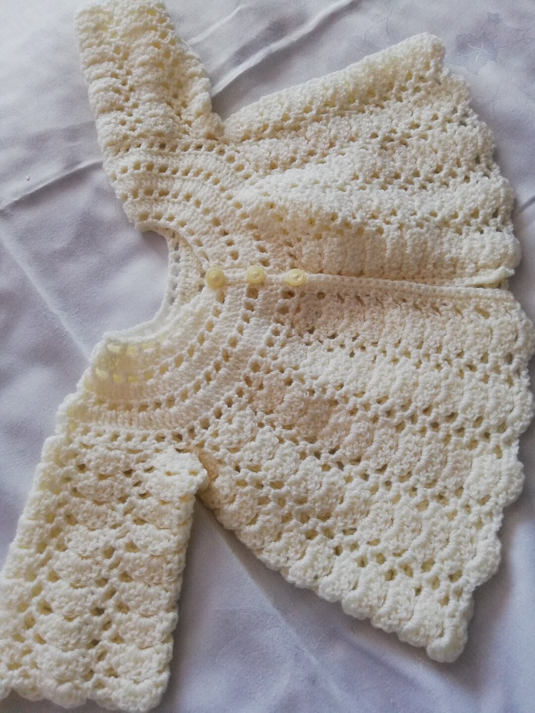 Hand Crochet Baby Matinee Jacket and in Cream Etsy