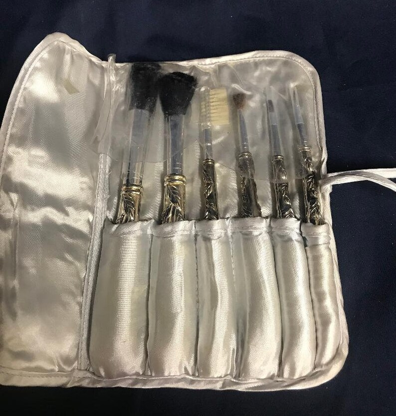 Romantic Rose by Godinger Vintage Makeup Brush Set. Etsy