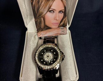 Melania wrist watch silver with rhinestones and pearl face Melania Trump Launching Costume Jewelry main image 3