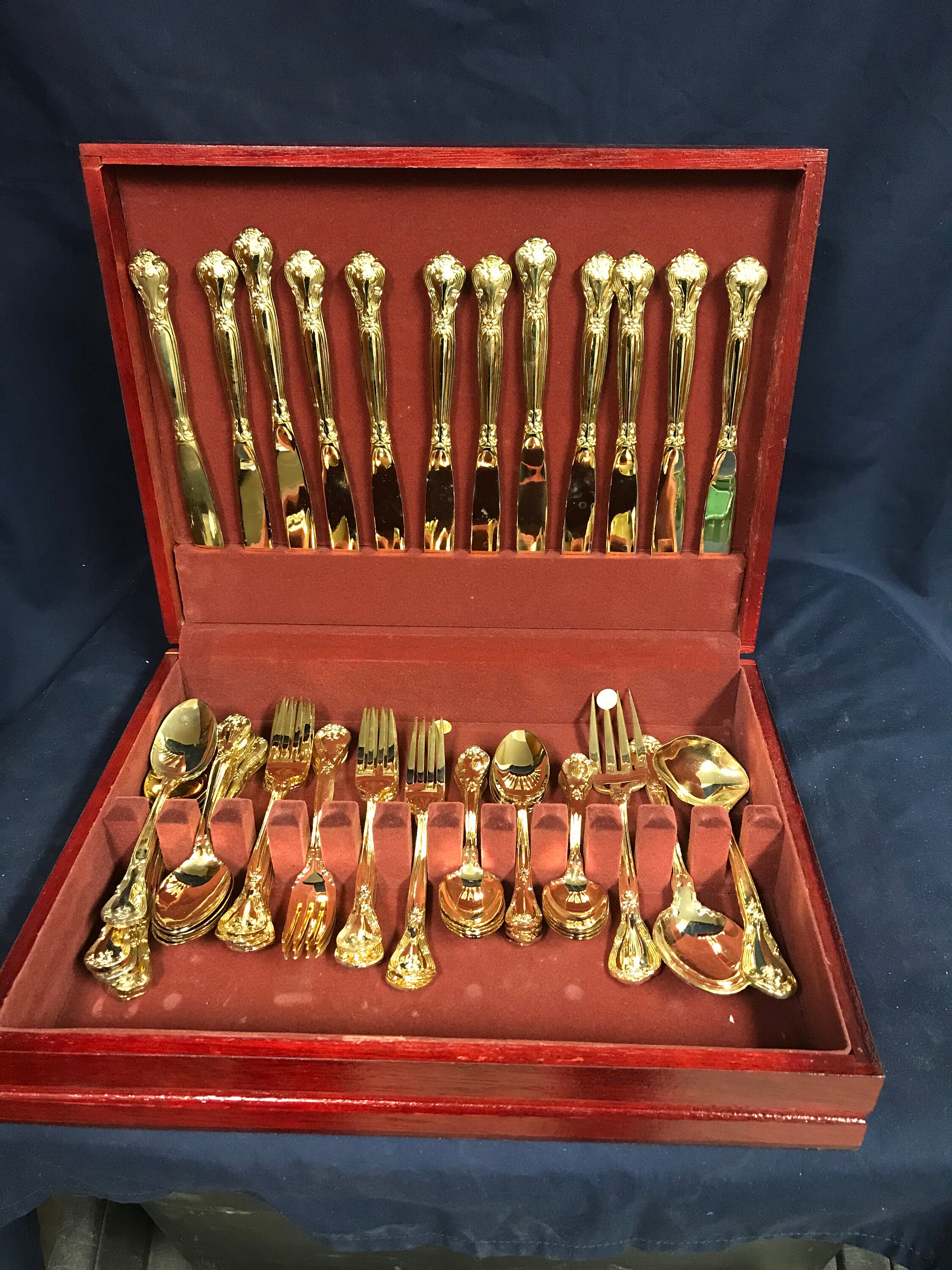 Vintage Godinger Gold Plated 51 Piece Flatware Set Etsy