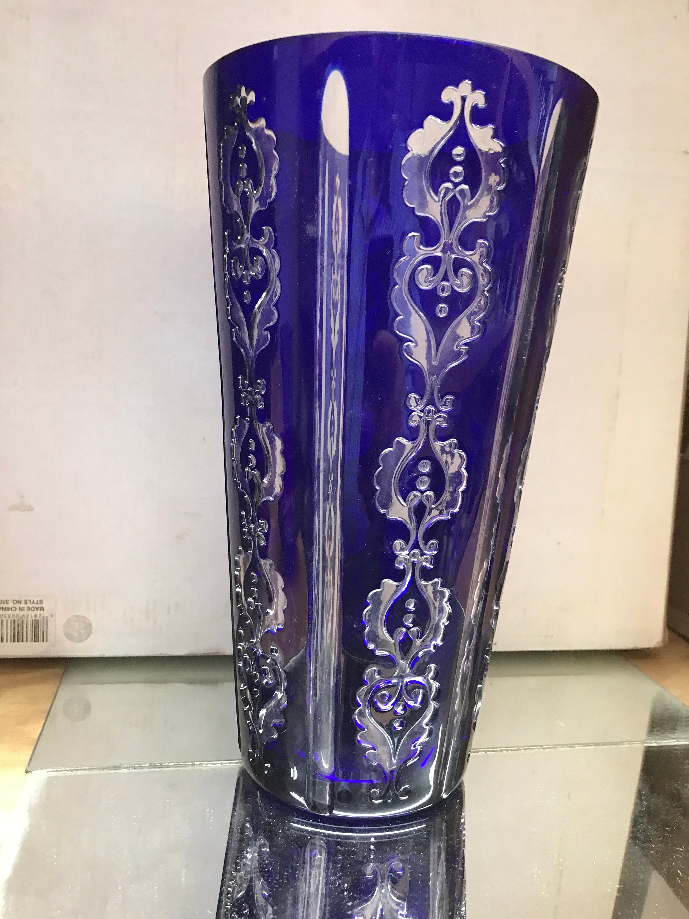AJKA Crystal Cobalt Blue Vase Etsy