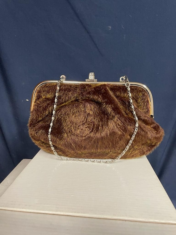 Vintage Brown Evening Bag - image 1