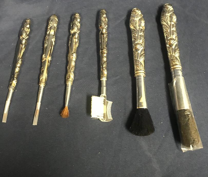 Romantic Rose by Godinger Vintage Makeup Brush Set. Etsy