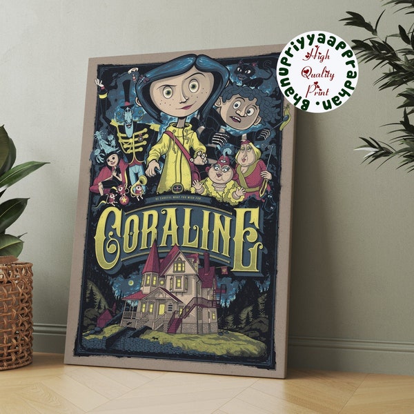 Coraline 2009 Animated Dark Fantasy Film Classic Movie Poster, Coraline Jones Be Careful What You Wish For Vintage Gift Wall Decor Unframed