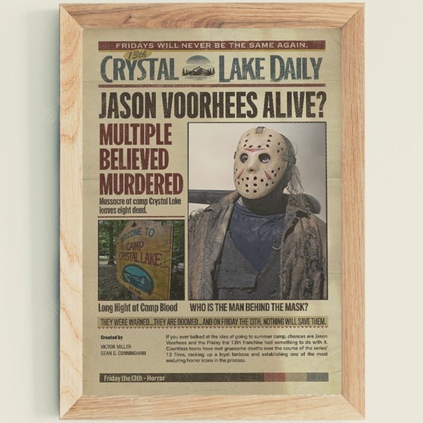 Camp Crystal Lake Newspaper Etsy