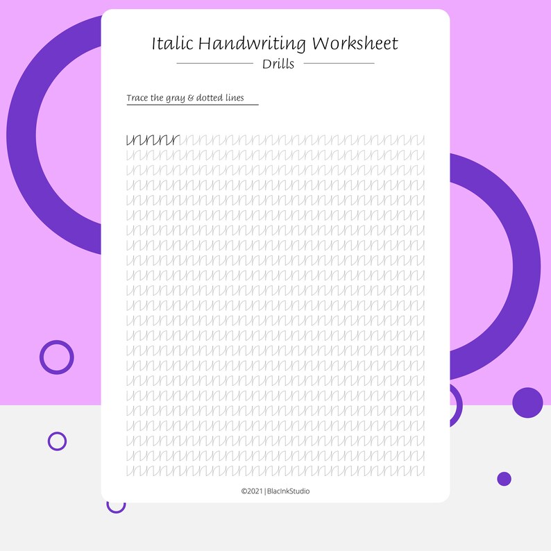 Italics Handwriting Worksheets Printable PDF Files US Etsy