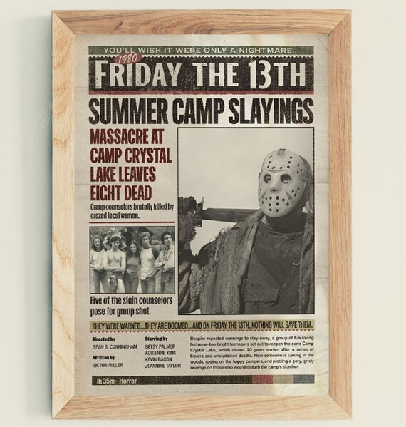 Friday The 13th Movie Collage Poster, Framed Art, Jason Voorhees, NEW, USA