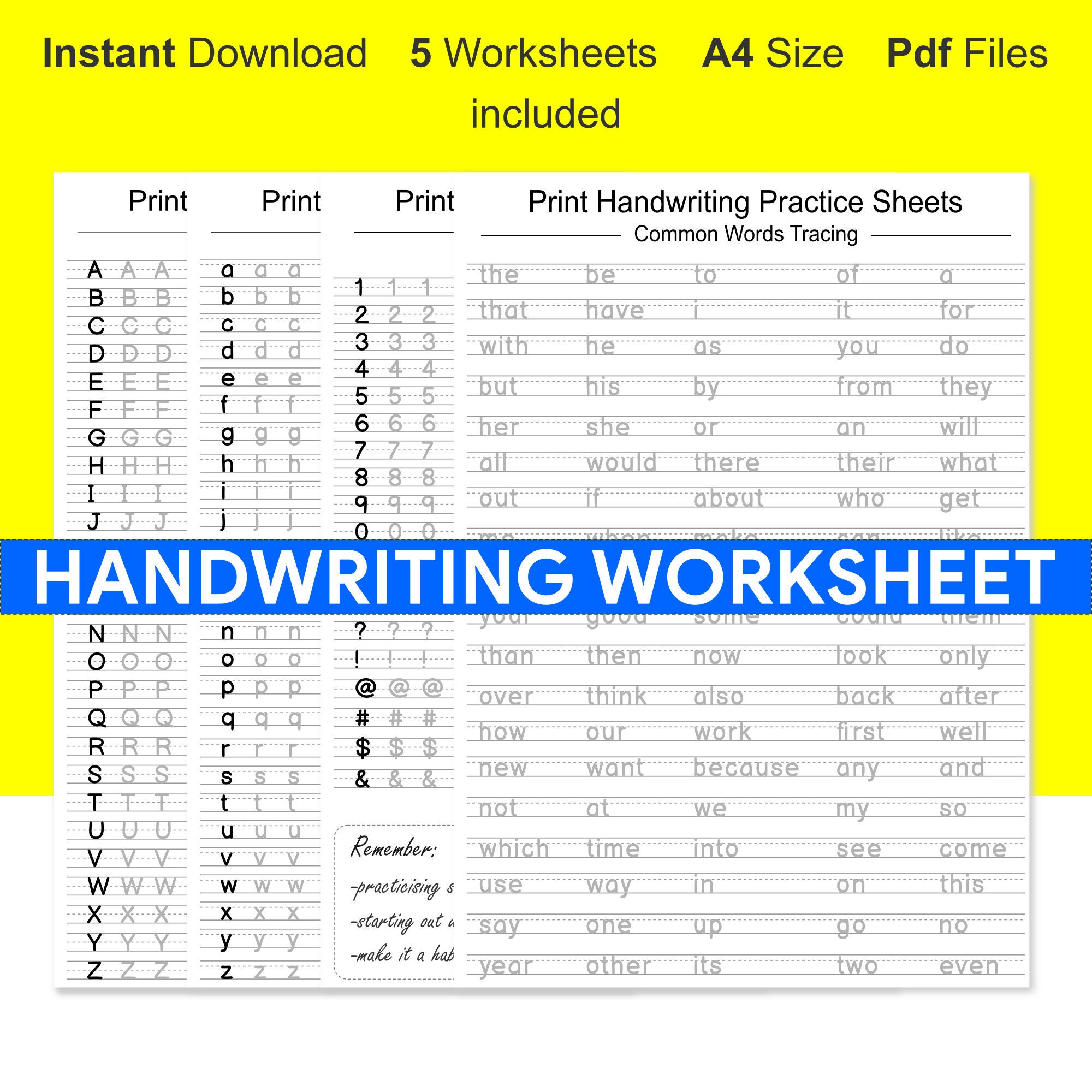 print handwriting worksheets printable pdf files a4 size etsy ireland