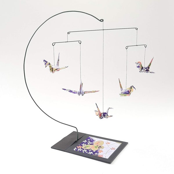 Desktop Origami Crane Mobile - Violets & Papillons