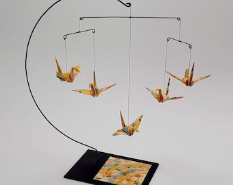 Bureau Origami Crane Mobile - Tourbillon jaune