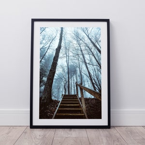 Instant Download Digital Art • Wooden Stairs with Snow, Hiking Trial • Photography {DIGITAL DOWNLOAD}