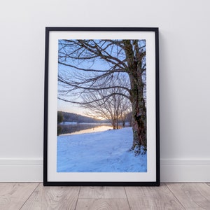 Instant Download Digital Art • Bass Lake, Blowing Rock North Carolina Snowy Sunrise • Photography {DIGITAL DOWNLOAD}