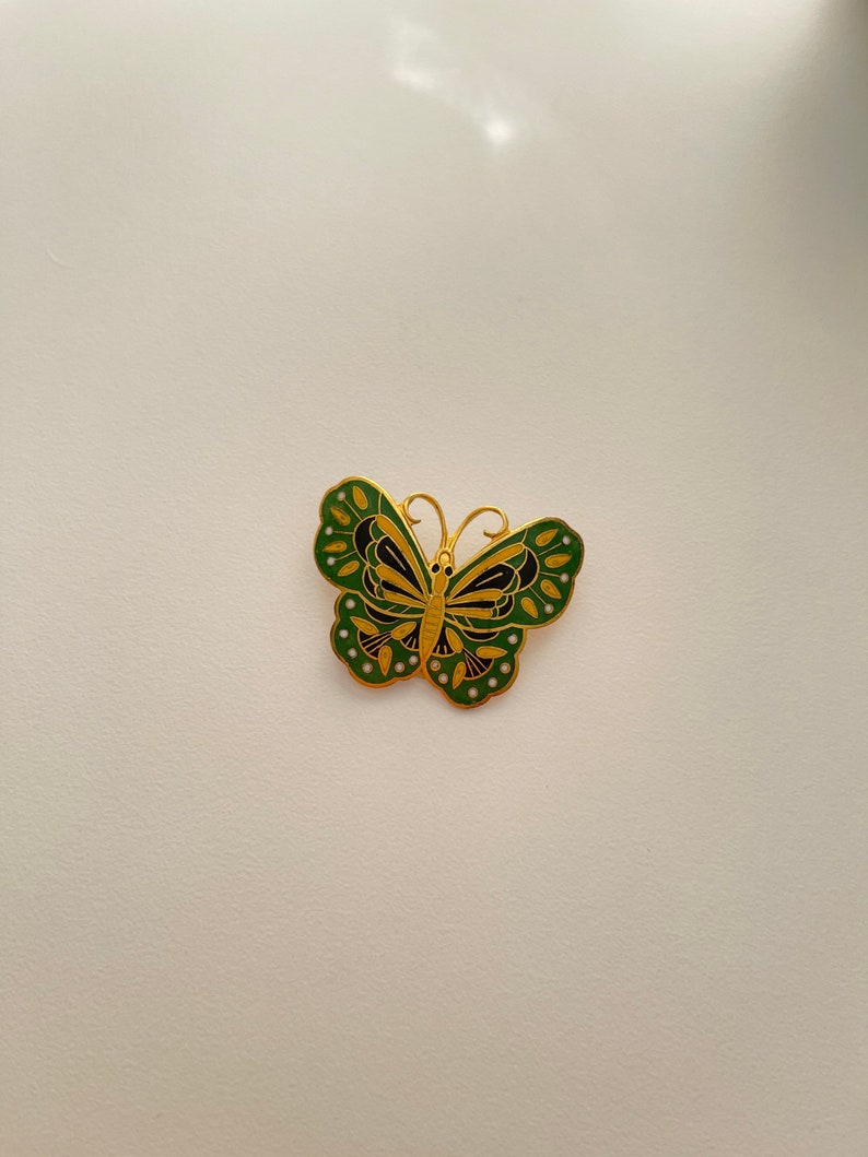 Green Cloisonn\u00e9 Butterfly BroachPin