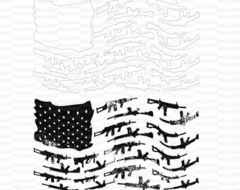 Military American Flag SVG,Gun Rifles American Flag SVG, Cricut Design Space, Instant Download, svg, dxf, png, eps, ai file