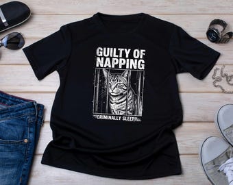 Vintage Cat PNG Sublimation,Guilty of Napping Funny Cat Design,Retro Distressed Cat Lover Shirt,Criminally Sleepy Digital Download