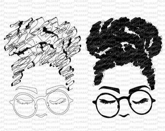 Afro Momlife Svg, Black Mom Life Kid Life Svg, Messy Bun Svg, Momlife Svg,Kidlife Svg,  Messy Burn Svg, Instant Download