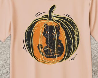 Moon Floral Boho Pumpkin Kattenliefhebber, retro Halloween zwarte kat png