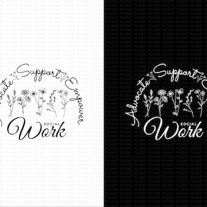 fichiers svg de fleurs sauvages de travailleur social pour la sublimation, svg du mois du travail social, svg mignon avocat, svg de soutien à la mode, cadeaux de travailleur social scolaire