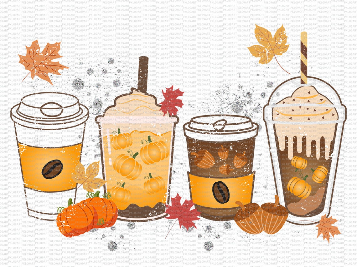 Fall Coffee Drink Png,coffee Sublimation Png,orange Pumpkin Latte Png ...