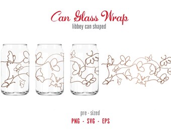 Butterflies Libbey 16oz can glass svg,Beer glass svg png, cut file,Coffee glass can,Cricut, Silhouette