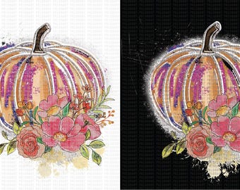 florale Kürbis png, Retro Herbst Blumen Sublimation, adrette Herbst png, Boho Blumen Herbst png, Boho Herbst Kürbis png, Kürbis Saison png