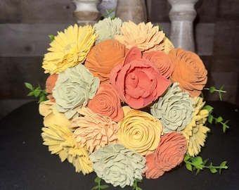 Warm Sunset Floral Arrangement | Handmade Wood Flower Bouquet | Rustic Home Decor | Fall Inspired Centerpiece