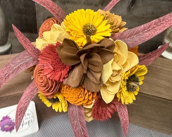 Handmade Sola Wood Flower Bouquet | Rustic Autumn Wedding Decor