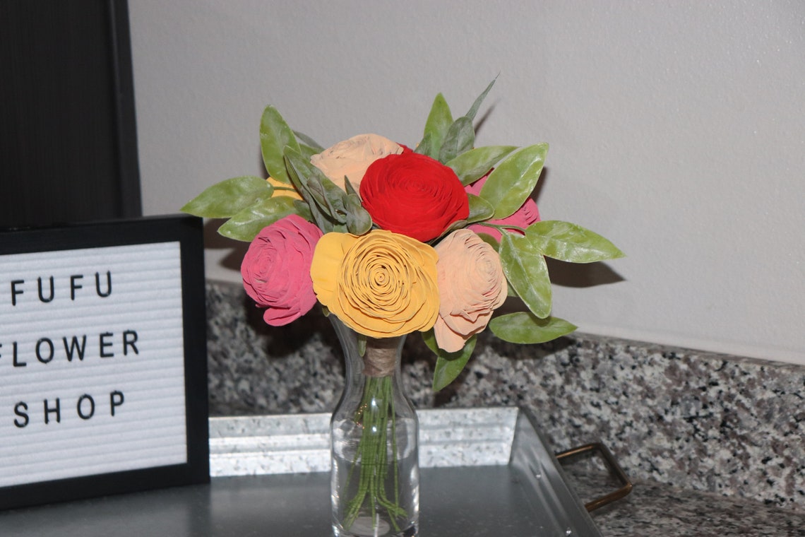 Wood Flower Bouquet Flowers That Never Die Home Décor Etsy