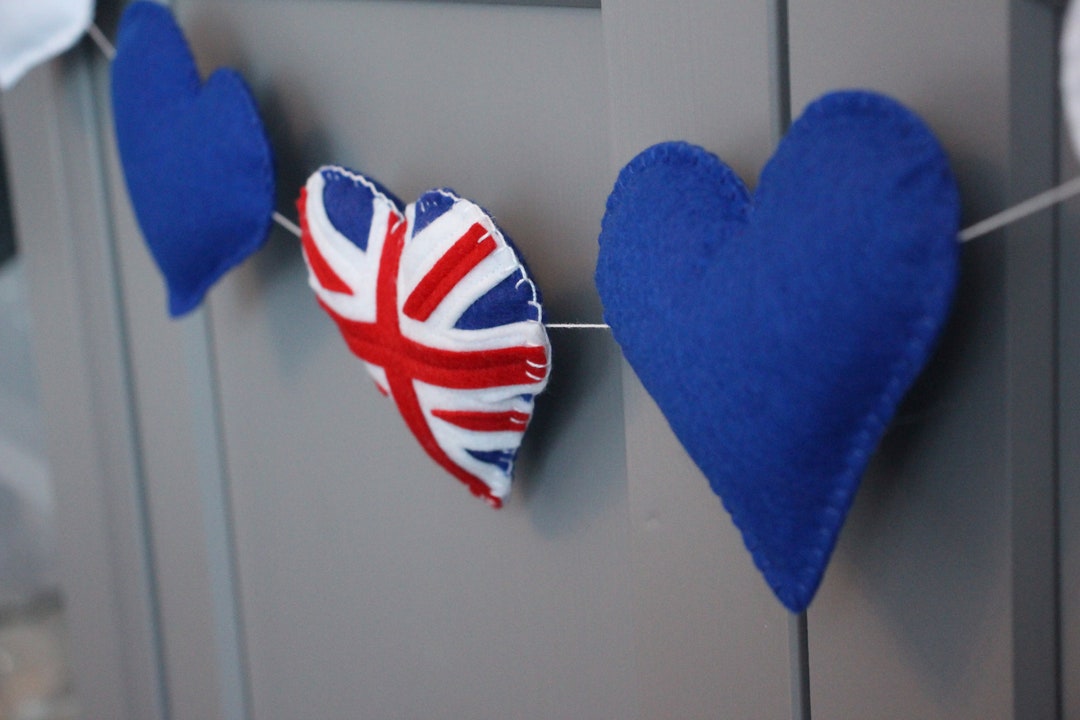 Felt Heart Garland Platinum Jubilee Union Jack Royal Wedding - Etsy UK