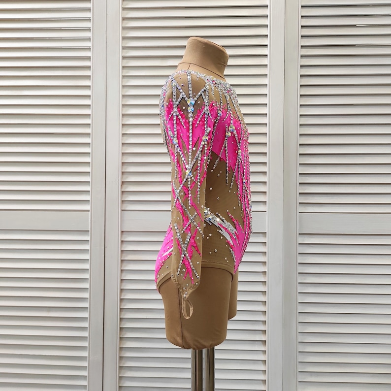 Rhythmic gymnastics leotard /Pink RG leotard / Competition Etsy
