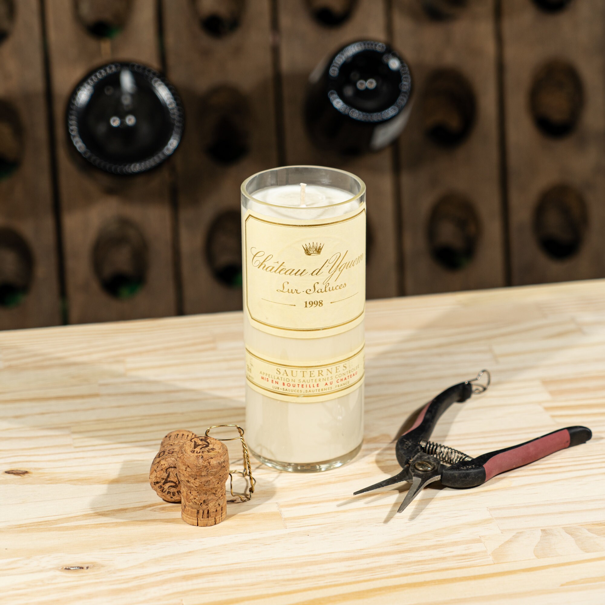 Bougie Parfumée Bouteille Vin - Château d'yquem sur Saluces 1998 Sauternes 750Ml