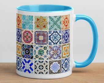 Retro Mug idea, Vintage Style, Hippy stuff, Coffee Tea mug, Free Shipping, Boho lovers cup, House warming gift, Colorful, Colorful cup.