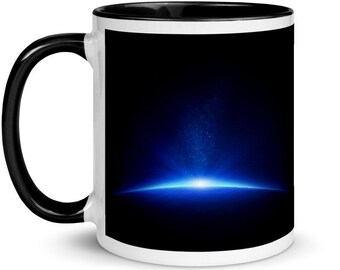 Sunrise from space, Mug, Cosmic morning, Sun and earth view, Solar view, Galaxy morning, Free Shipping, Sun Shine, Mug with black Inside