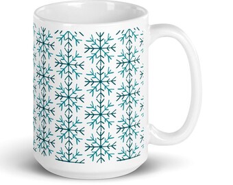 Snow Flake Mug, Hot coco mug, Holiday cup, Christmas mug, Coffee, Tea, Free Shipping, Fun holiday stuff, Christmas décor, Holiday Gift