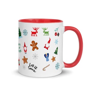 Taza de Navidad, taza de garabato, taza de nieve, relleno de medias, envío gratis, taza de Navidad, taza de chocolate caliente, idea de regalo.