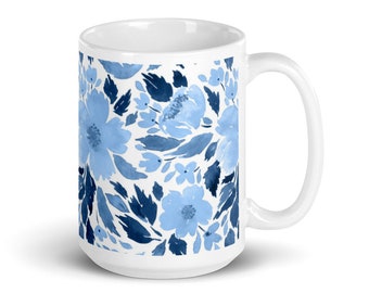 Blue Floral Hamptons Style Mug