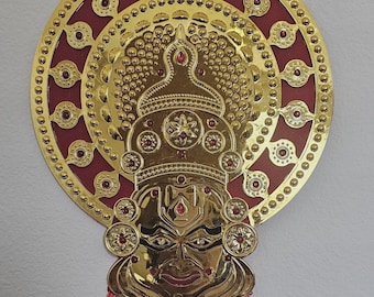 Tapiz tradicional Kerala Kadhakali - Tapiz de pared hecho a mano / Arte de pared - Regalo Grahapravesam - Decoración de pared - 12 pulgadas