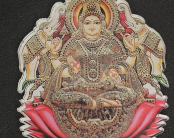 Modern Art lord Ganesa/Tanjavur picture of Goddess Gaja Lakshmi Acrylic Fridge magnet House warming Gift, Pooja return gift