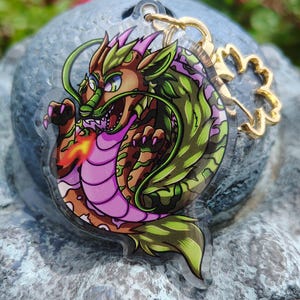 Tessa The Eastern Dragon Acrylic Charm | Mythical Noodle / Lung Dragon/ Furry Hybrid /Earth Creature/DND/ Keychain
