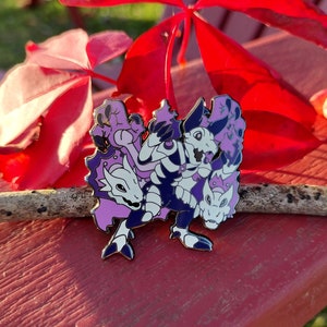 Phantom Flame | The Glow-in-the-Dark 4-Arm Skully Alien / Purple White / Furry Fursona Creature/ Hybrid Enamel Pin