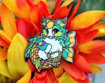 Sorbet #23 | Fursona Pin Koi Catfish Adopt- Colorful Hybrid Cat / Aquatic/ Ice Cream / Yellow Green Scales/ Furry Creature/ Enamel pin