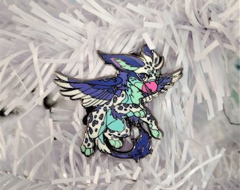 Fei #18 | Fursona Pin Griffin Adopt / Mythical White Purple / Furry Hybrid / Creature Enamel pin