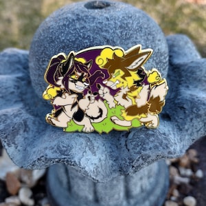 Fursona Pin Character #452 Paladin & Vixen(Night Variant) | Anthro/ canine/ furry/ couple Enamel pin