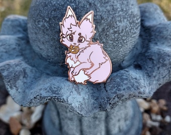 Fursona Pins #498 Pip (Pink Variant) | Feline/Canine/ fox-cat like/ Furry feral Enamel Pin