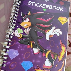 Black Edgy Hedgehog Reusable Sticker Book| Anime/ Videogame/A5 Notebook