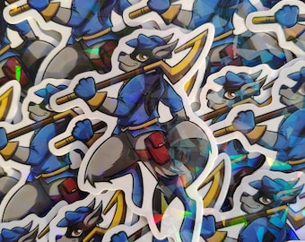Sly Cooper Vinyl Holo Sticker | Raccoon Thief/ Videogame Classic / Sly Raccoon/Broken glass/ Holo Sticker